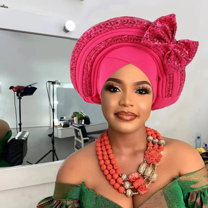 Cravate de Sauna à Paillettes pour Femme, Turban Africain avec Nministériels d Papillon Doux, Accessoire de ix