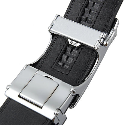 Ceinture de surintendant en cuir de vache véritable pour homme, accessoire de marque, décontracté, automatique, noir, rouge, marron