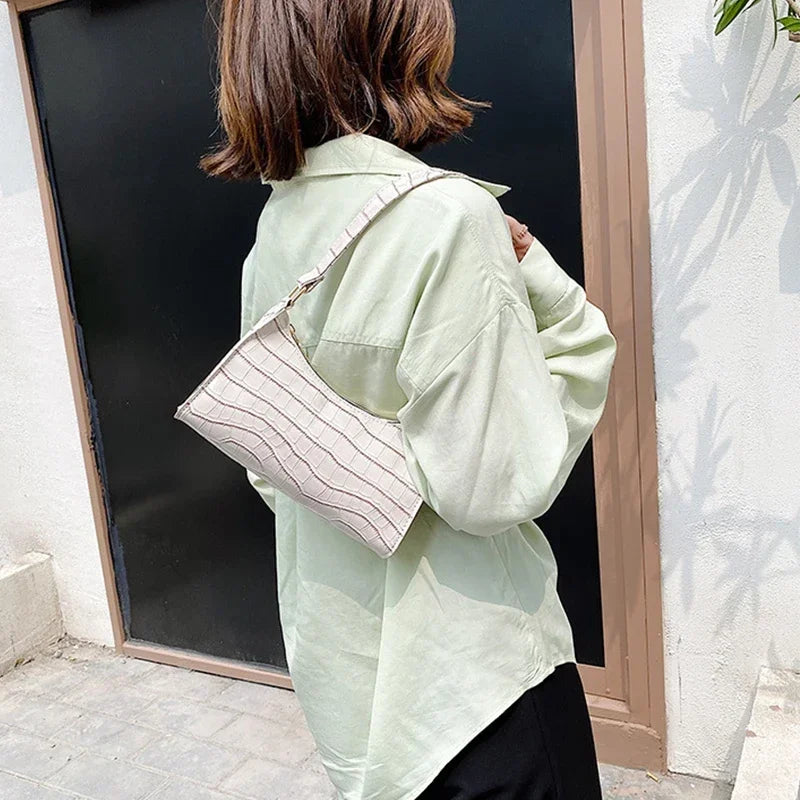 Sacs à main et bourse rétro motif Alligator pour femmes, petits sacs à bandoulière sous les aisselles, pochette fourre-tout en cuir PU de bonne qualité pour dames