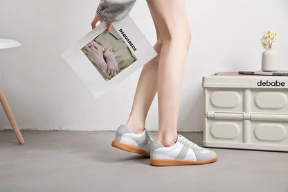 Baskets de Luxe en Cuir group pour Femme, Chaussures d'Entraînement Moral Décontractées, Plates, Nouvelle Collection Printemps 2024