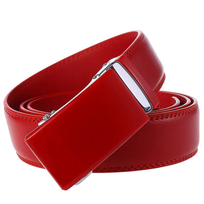 Ceinture de surintendant en cuir de vache véritable pour homme, accessoire de marque, décontracté, automatique, noir, rouge, marron