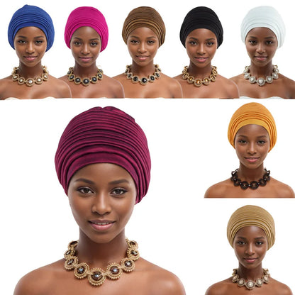 Turban Africain Plissé pour Femme, Déjà Fait, Cravates de Sauna, Bonnet Auto Gele, Hijab Musulman, Mariage Nigérian, Chapeau Rond