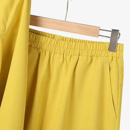 Ensemble chemise et pantalon pour femmes, élégant, col à revers, manches longues, mode automne, tenues, pantalons de travail solides, costumes, survêtement, 2 pièces