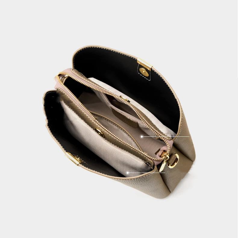 Hifashion 100% vache en cuir véritable seau épaule sacs à bandoulière pour femmes 2025 luxe concepteur large sangle fourre-tout dames sacs à main