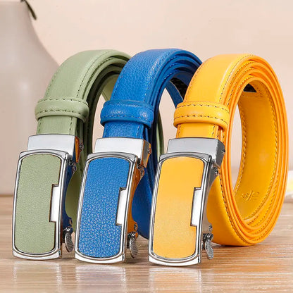 Ceinture de mode coréenne pour femmes, fine, étroite, art, couverture de taille, blanc, orange, bleu, vert, jaune, rouge, designer, ceinture automatique, nouveau