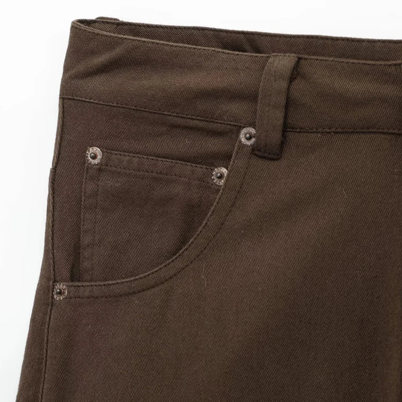 TRAF femmes jean marron taille haute poche Vintage Baggy jean femme pantalons longs décontractés printemps pantalon Streetwear été 2025