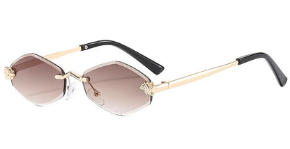 Lunettes de soleil personnalisées en losange sans cadre pour femmes, lunettes de soleil classiques élégantes et polyvalentes, lunettes de soleil de luxe et haut de gamme, UV400