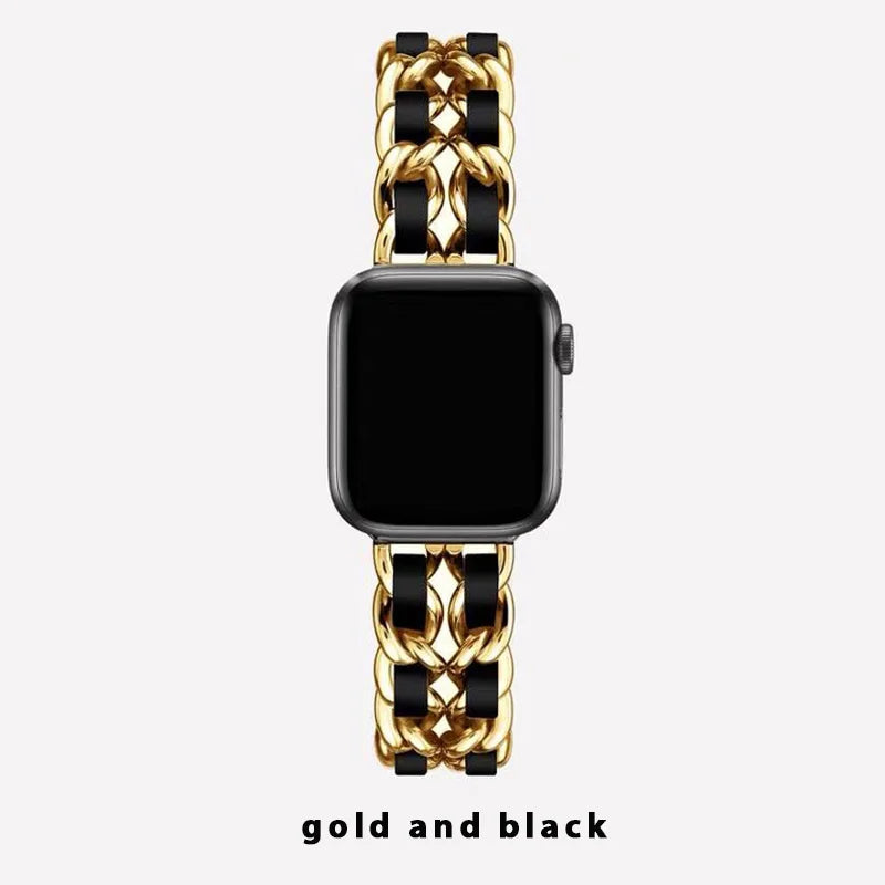 Bracelet en métal pour femmes, pour Apple Watch Band 10 9 8 Ultra 46mm 42mm 49mm 7 SE 6 5 41mm 45mm 44/40mm, Bracelet en acier doré pour dames