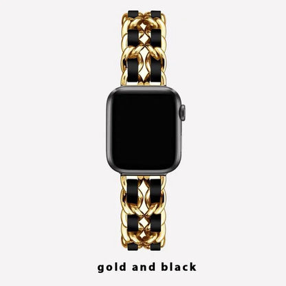 Bracelet en métal pour femmes, pour Apple Watch Band 10 9 8 Ultra 46mm 42mm 49mm 7 SE 6 5 41mm 45mm 44/40mm, Bracelet en acier doré pour dames
