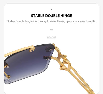 Mode Métal Léopard Sans Monture lunettes de Soleil Double Ponts Gradient Ocean Film Nuances UV400