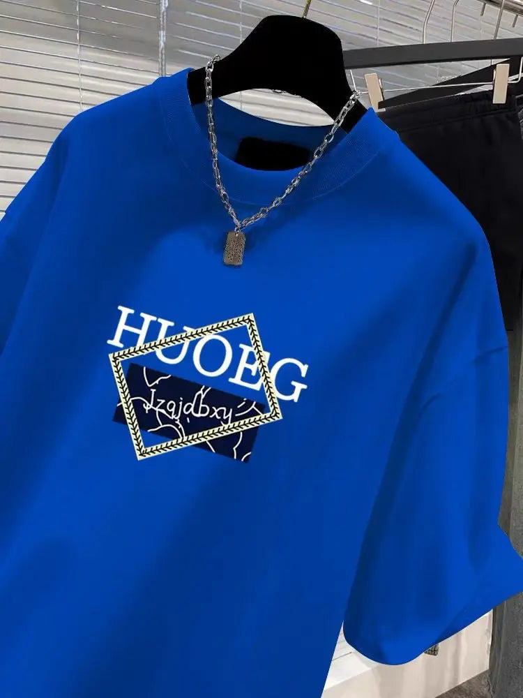 T-shirt à manches courtes en pur coton de style européen pour femmes, vêtements d'été décontractés, haut imprimé à col rond, pull basique pour femme