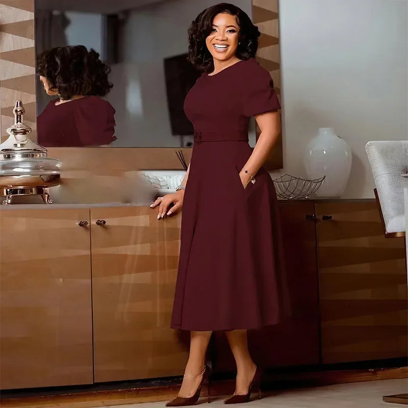 Robes africaines pour femmes, mode printemps, manches courtes, col rond, robe mi-longue en Polyester, Dashiki, vêtements africains, S-3XL, 2024