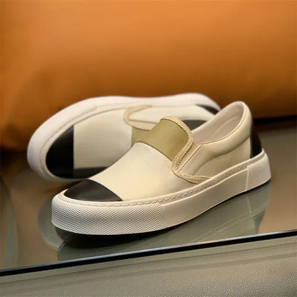 Mocassins plats en cuir véritable pour hommes, chaussures basses respirantes, design de nuit de documents, haute qualité, mode