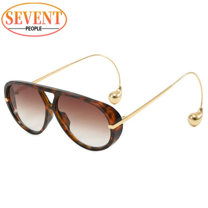 Lunettes de soleil pilote Punk ovales surdimensionnées pour femmes, grande marque de luxe, monture métallique Vintage, lunettes de soleil pour dames, bouclier UV400, 2025