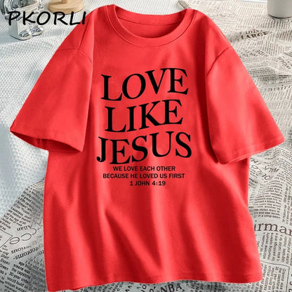 Amour comme jésus t-shirts chrétiens T-shirt religieux à base de foi décontracté à manches courtes femme vêtements Streetwear col rond vêtements