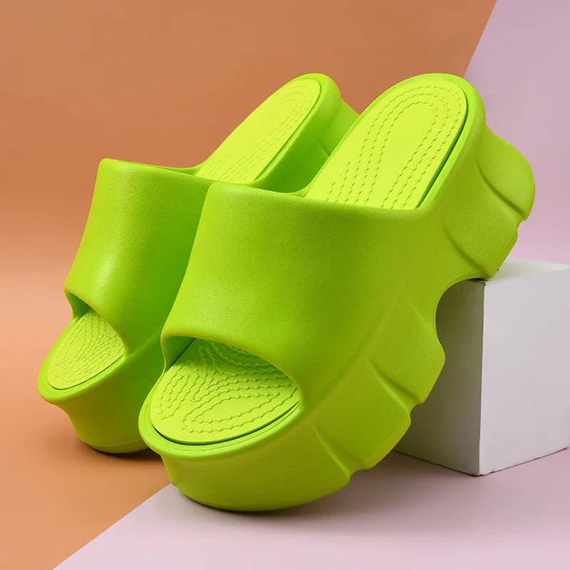 Sandales d'été à talons hauts de 7 cm pour femmes, mules à talons épais, tongs EVA, chaussures de maison, pantoufles à plateforme d'extérieur, nouvelle collection