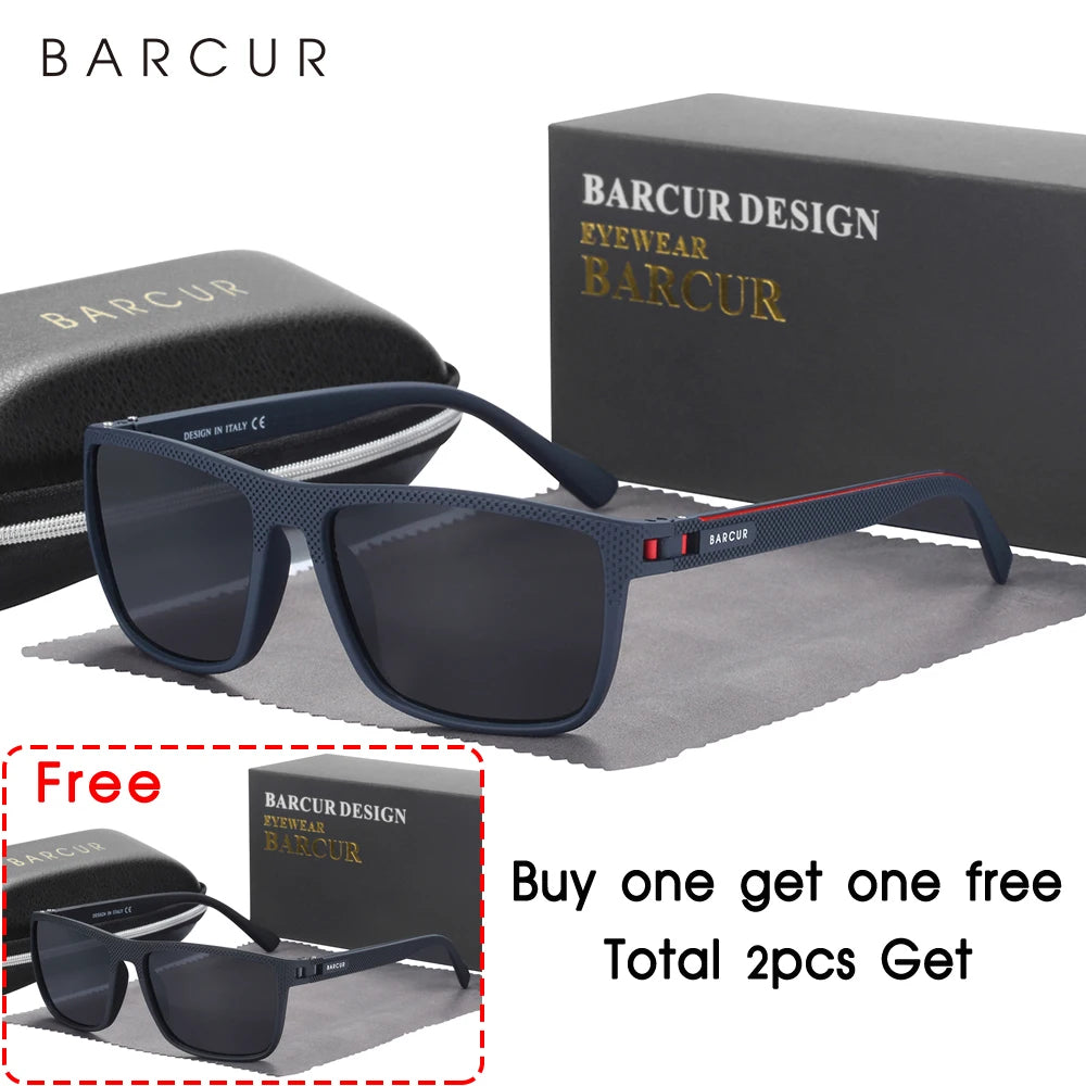 BARCUR Design-Lunettes de soleil polarisées TR90 pour homme et femme, accessoire de sport léger, protection UVAB