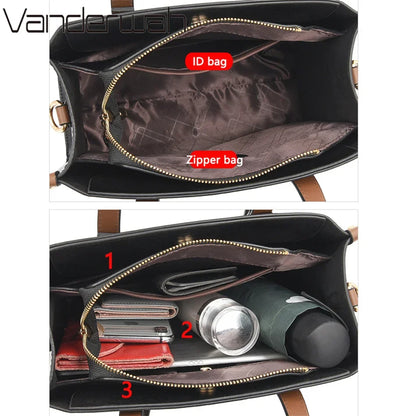 3 couches fourre-tout décontracté Vintage dames fourre-tout Sac à Main en cuir sacs à Main de luxe femmes sacs de créateurs pour femmes 2024 Sac A Main Femme