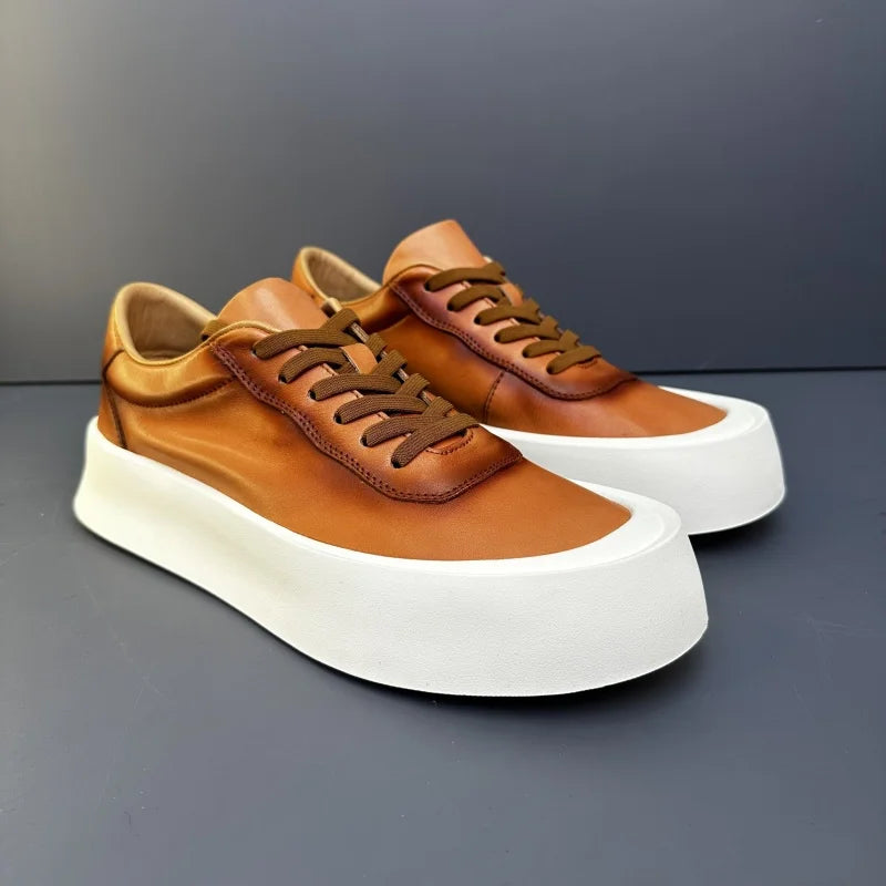 DOYUTIG-Chaussures de planche en cuir véritable pour hommes, baskets à semelle optique coordonnante, chaussures décontractées, rétro vintage, printemps et automne, SGHousex, nouveau