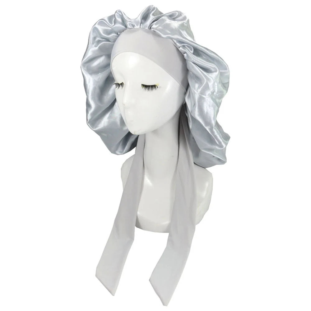 Nouveau bonnet de cheveux en Satin pour dormir, Invisible, plat, Imitation soie, rond, soins capillaires pour femmes, couvre-chef, bouton de réglage de cérémonie, chapeau de nuit