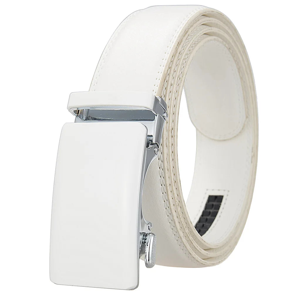 Ceinture de surintendant en cuir de vache véritable pour homme, accessoire de marque, décontracté, automatique, noir, rouge, marron