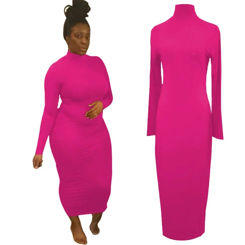 Robe longue à col haut pour femme, couleur unie, Sexy, élégante, transfrontalière, B105, AE, Stockpile, à la mode, automne