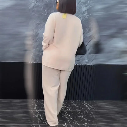 Ensemble deux pièces africain pour femme, pantalon long, ample, noir, poche, col en V, manches longues, grande taille, costume de vacances, sexe, nouveau, 2024