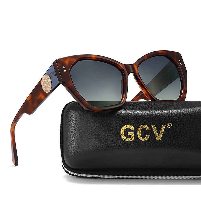 GCV marque acétate apparence brevet Design femmes papillon rectangulaire Triangle lunettes de soleil polarisées UV400 mode