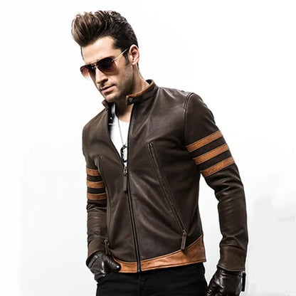 Blouson aviateur en cuir PU décontracté Wolverine pour hommes, manteau Lomatéritive, fermeture éclair, mince, grande taille, 5XL-M, automne, 2024