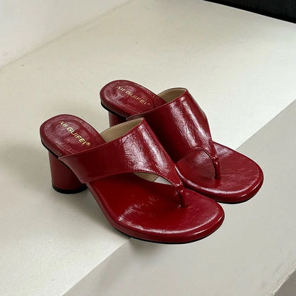 Chaussures rouges mode talons ronds dames pantoufles femmes tongs élégantes femmes pantoufles à talons sandales diapositives chaussures pompes