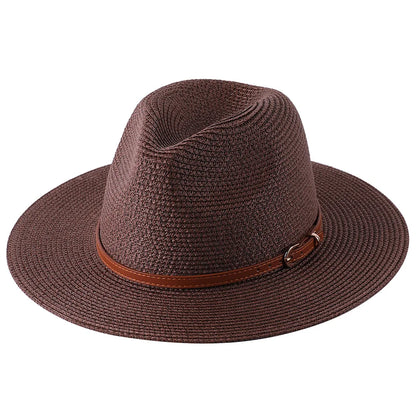 56-58-59-60CM nouveau chapeau de paille de forme souple Panama naturel été femmes/hommes casquette de soleil de plage à large bord Protection UV chapeau Fedora