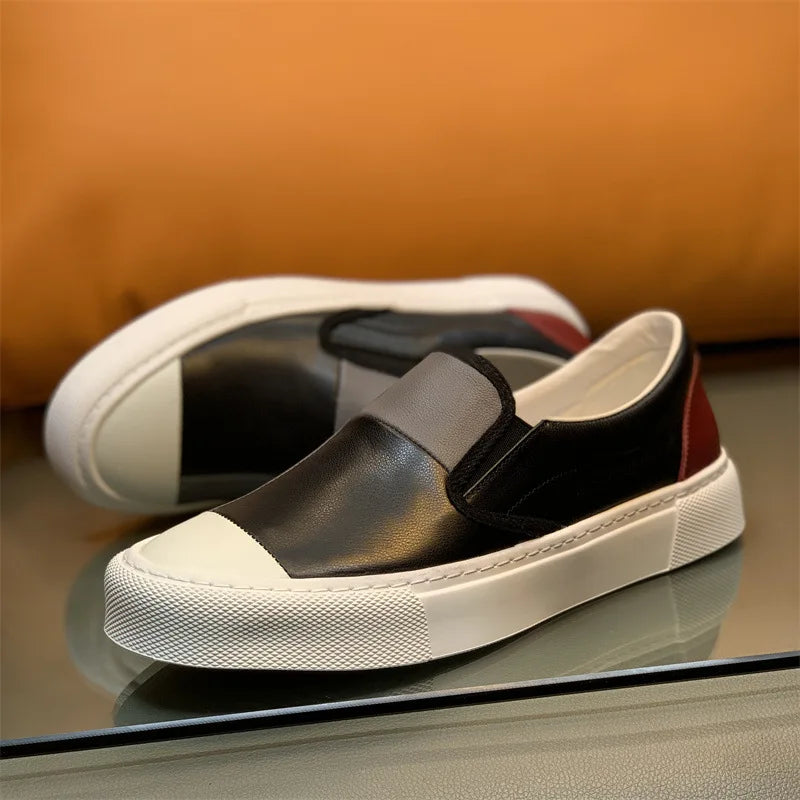 Mocassins plats en cuir véritable pour hommes, chaussures basses respirantes, design de nuit de documents, haute qualité, mode