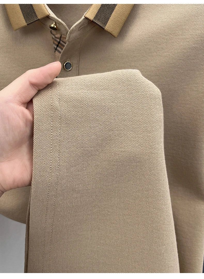 Polo d'été à manches courtes pour hommes, mode golf, design haut de gamme, broderie en soie glacée exquise, T-shirt respirant, 2025