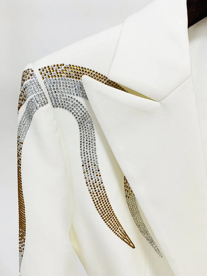 HIGH STREET nouvelle mode 2025 concepteur piste costume ensemble femmes diamants colorés ceinturé Blazer Flare pantalon costume 2 pièces