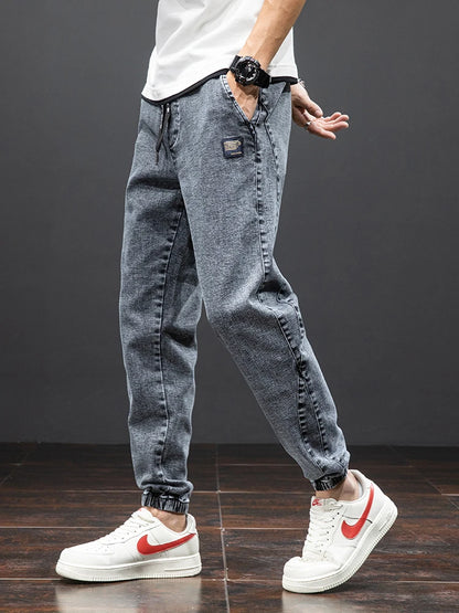 Printemps été noir bleu Cargo Jean hommes Streetwear Denim survêtement pantalon hommes Baggy Harem Jean pantalon grande taille