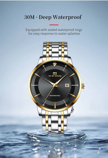 2024 nouveaux hommes montre en acier inoxydable Style d'affaires de luxe strass 43mm bleu or Quartz mouvement montre-bracelet Relogios Masculino