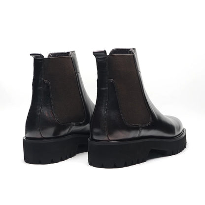 Bottes Chelsea montantes de Style britannique pour hommes, chaussures classiques de luxe en cuir véritable avec bande élastique pour augmenter la hauteur, automne et hiver