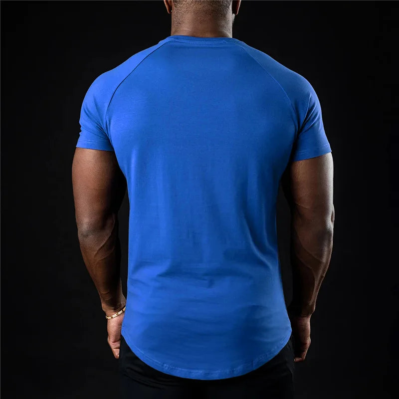 BS -T-shirt en coton été hommes athloisir entraînement à manches courtes Muscle Fitness T-shirt de haute qualité hommes T-shirt Gym Sport chemise hauts