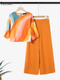 BERAKAH SUPRÊME – ensemble pantalon d'été 2 pièces pour femmes, tenues à la mode, manches 3/4, chemisier imprimé, pantalon, costume de travail décontracté, survêtements assortis