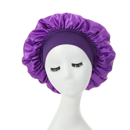 2 pièces lait Imitation soie large bord Satin tissu femmes cheveux chapeau Bonnet bande élastique chapeaux bonnets pour les femmes