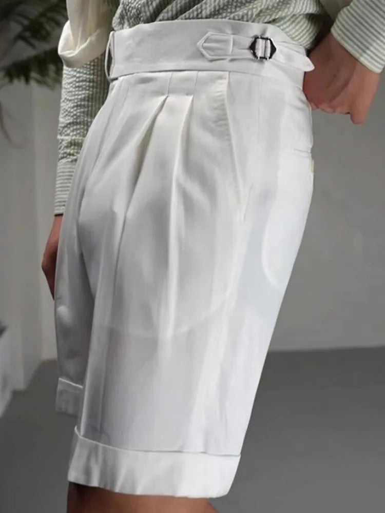 Short de travail d'été pour hommes, créateur italien, blanc, coupe slim, longueur aux genoux, confortable, trempé, nouveau, bermuda décontracté