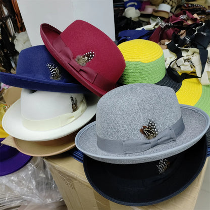 NOUVEAU chapeau de tarte de porc bord hommes femmes Fedora classique gentleman melon cosplay derby melon anglais chapeau panama jazz chapeau en gros