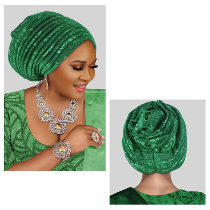 Turban Plissé pour Femme, Cravate de Sauna, ixde Mariage Africain, Nigeria, 2025