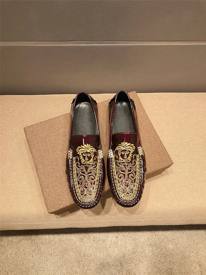 Chaussures Décontractées en Cuir Verni Astronomique Souple pour Homme, Style Coréen, Décontracté, en Une Étape, Style Britannique, pour Paresseux, Nouvelle Collection Printemps Été