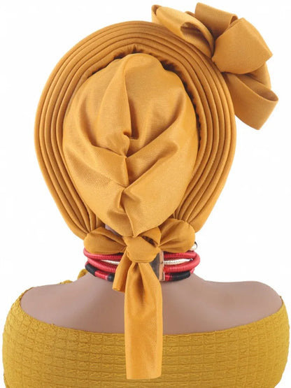 Grande fleur Turban casquette pour femmes élégant Auto Gele couvre-chef dame africaine bandeau Nigeria femme couvre-chef chapeau musulman