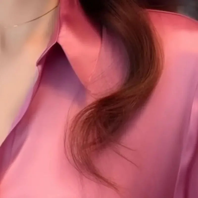 Chemisiers boutonnés à col polo pour femmes, chemise noire française, manches longues, monochromatique, vêtements élégants, dames de bureau, printemps, automne