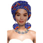 Turbans - bandeaux africains pour femme foulard africain couvre-chef nigérian avec boucle d'oreille assortie Dashiki Ankara cire S20H004