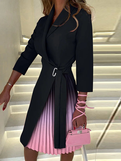 Robe de soirée imprimée à carreaux à manches trois-quarts pour femmes, col en V, dame de bureau, mode pour dames, streetwear d'automne, livraison directe, nouveau