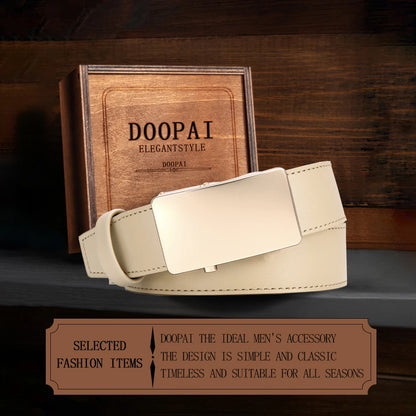 Ceinture d'affaires à cliquet lisse en cuir de qualité supérieure pour hommes, robe décontractée, 03 structure réglable, sur mesure