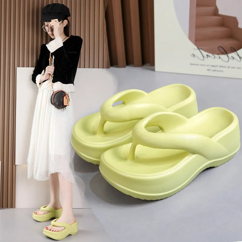 Eyriphy – tongs à plateforme pour femmes, sandales d'été à fond épais, pantoufles de plage en plein air, salle de bain, chaussures de maison, confortables, semelle souple